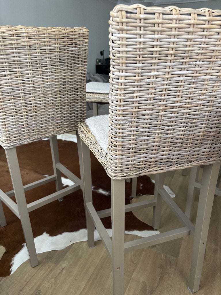 Chaises haute rotin - chaises bar, Ophalen, 5 krukken of meer, Hout, 60 tot 90 cm