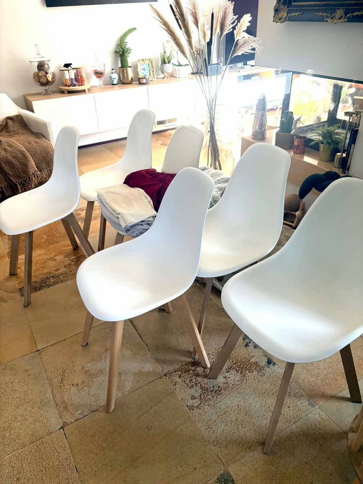 Lot de 6 chaises blanches scandinaves, Enlèvement, Comme neuf, Gris, Une