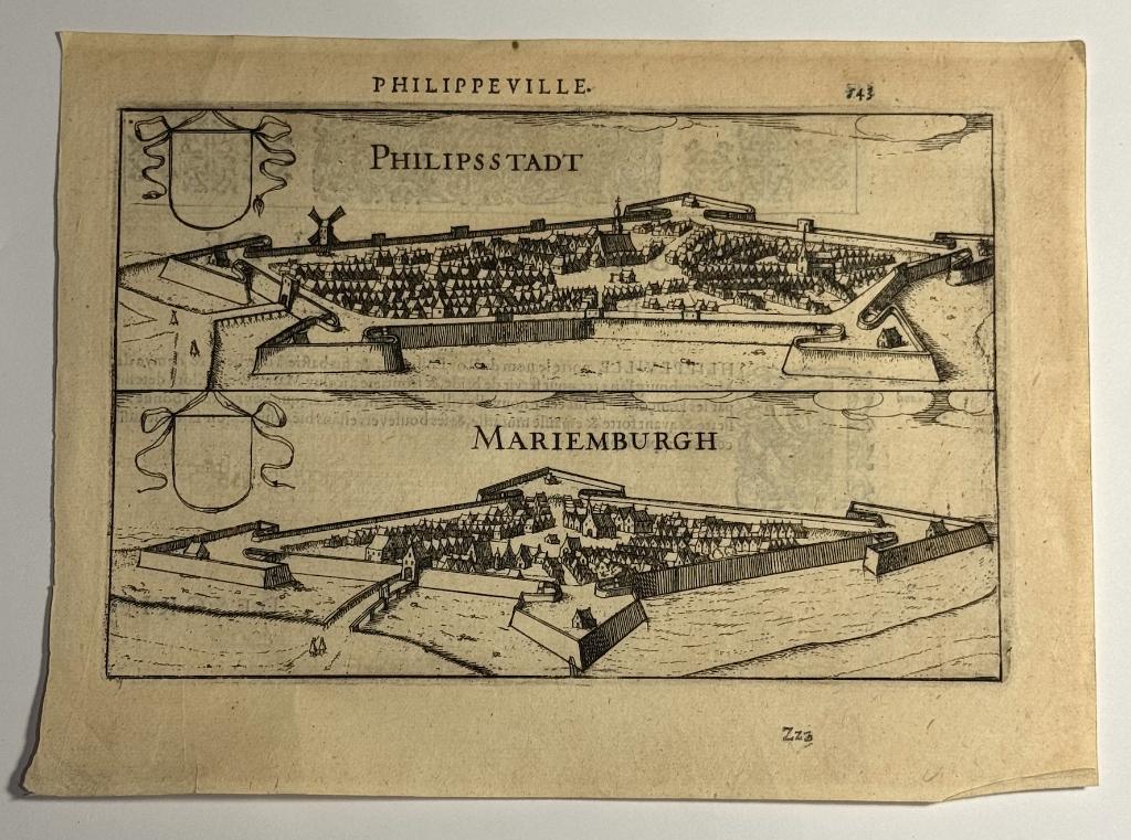 Carte Philippeville Mariembourg Guicciardini XVIIe siècle, Antiquités & Art, Enlèvement ou Envoi, Cartographie, Avant 1600, Gravure
