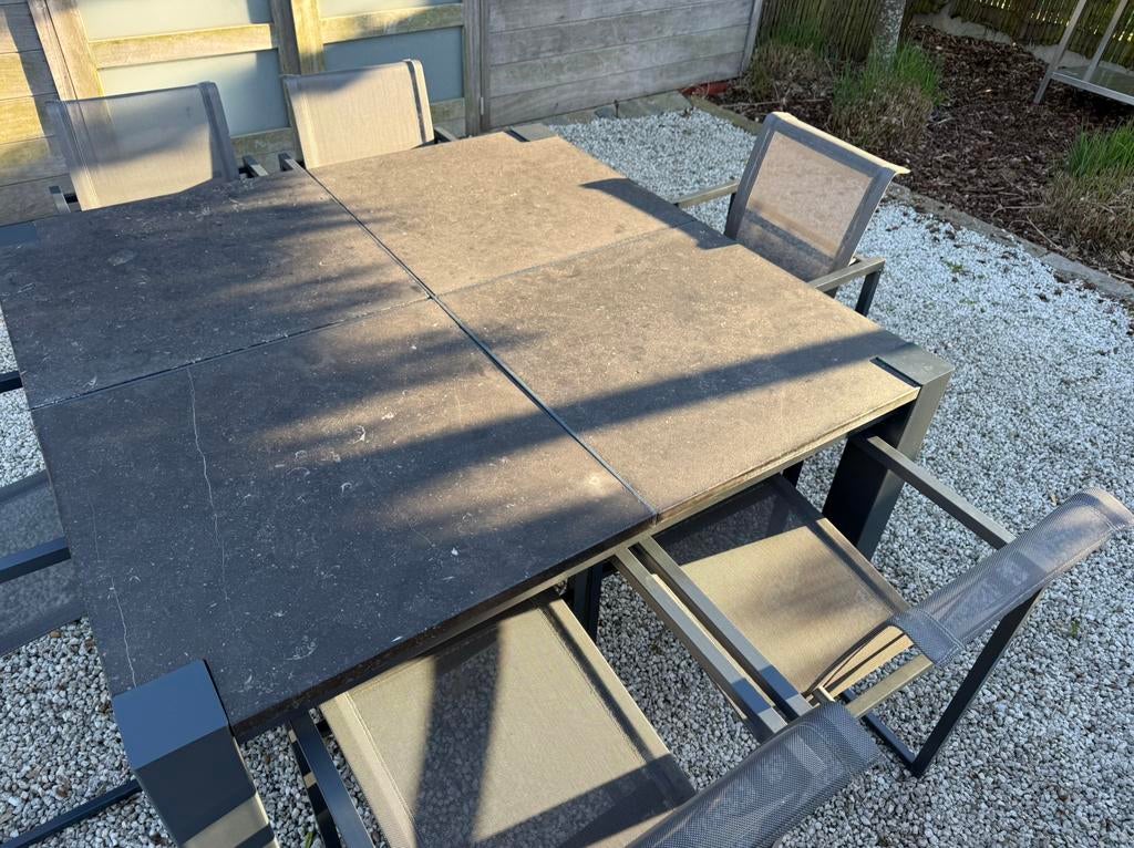 Tuintafel RVS ( Royal Botania) + 6 stoelen, Ophalen, Gebruikt, Rvs