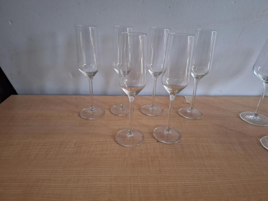 6 champagneglazen, Huis en Inrichting, Ophalen of Verzenden, Zo goed als nieuw, Glas, Glas of Glazen