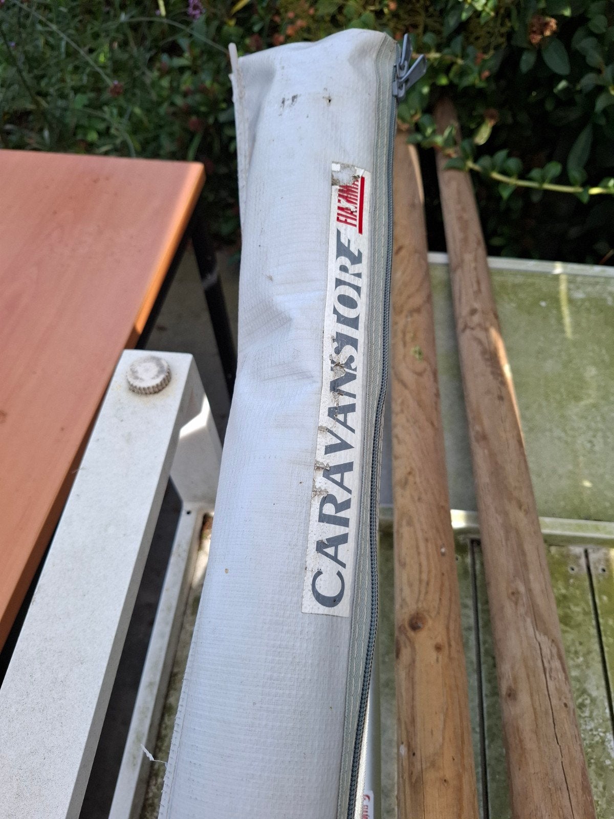 Fiamma zakluifel 4.5m met zijwand en stoombad set, Caravans en Kamperen, Ophalen, Zo goed als nieuw, Fiamma