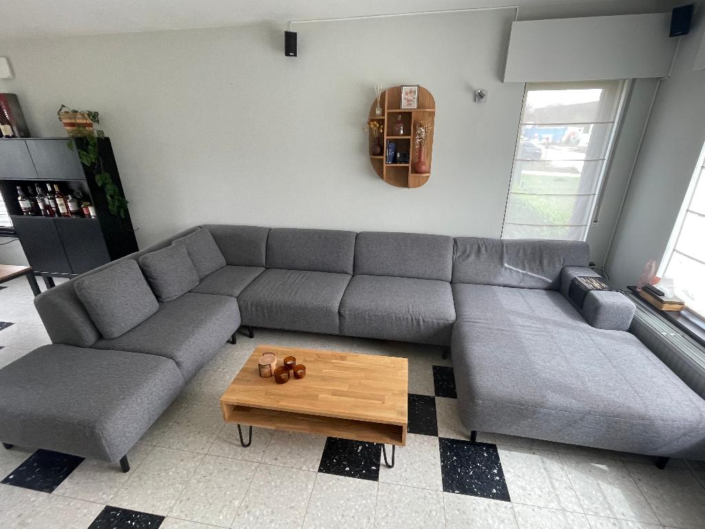 Gijze hoekzetel - YGO, Huis en Inrichting, Zetels | Zetels en Chaises Longues, Ophalen, Gebruikt, 300 cm of meer, Vierpersoons of meer