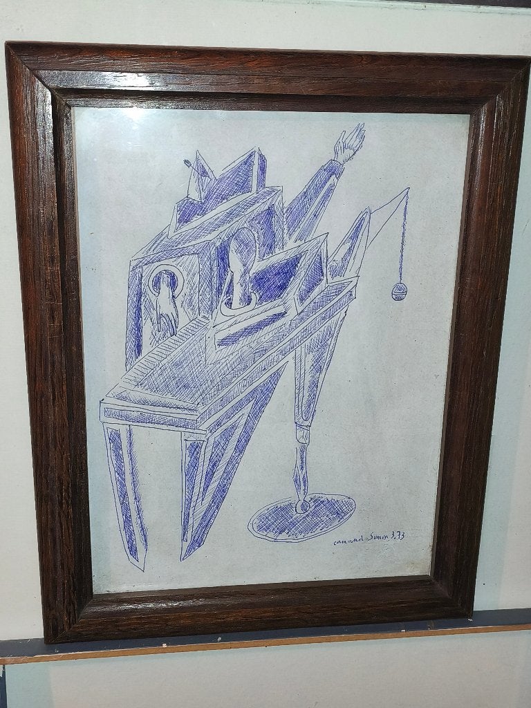 Dessin signe Armand simon, Antiek en Kunst, Kunst | Tekeningen en Fotografie, Tekening, Ophalen of Verzenden
