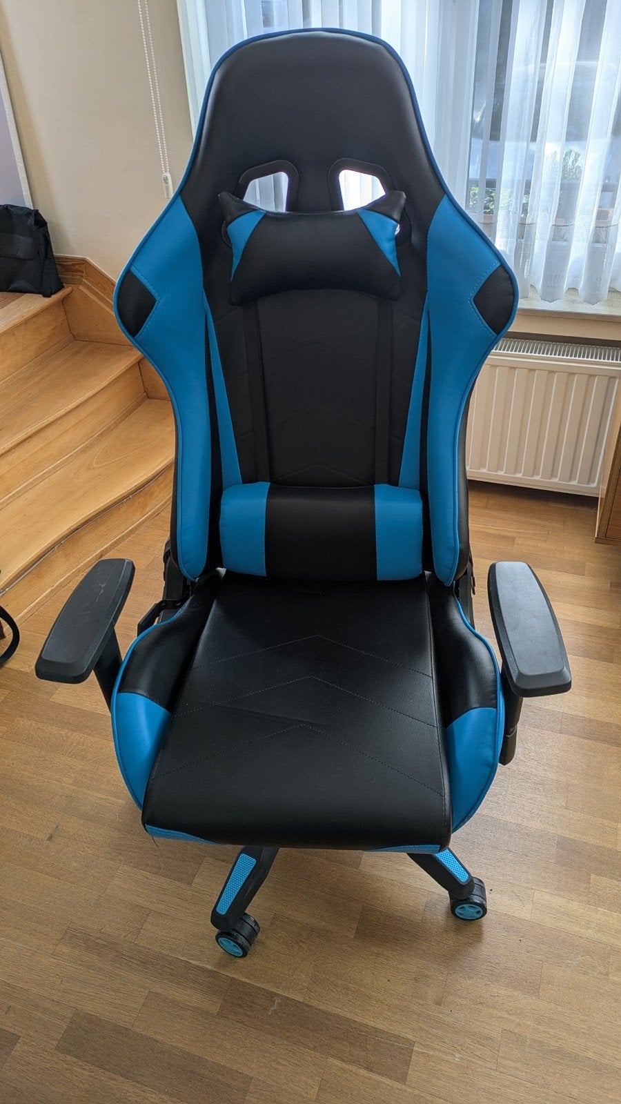 Chaise de bureau style gamer très confortable, Comme neuf, Enlèvement, Ergonomique, Bleu