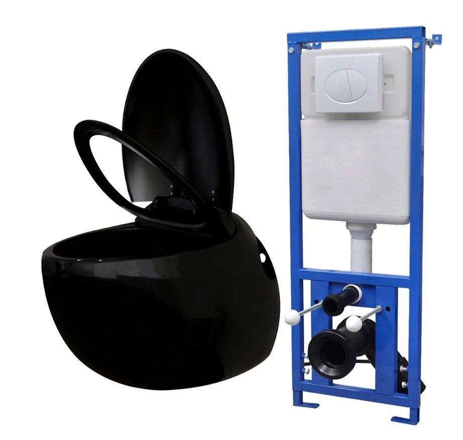 Eivormig toilet zwart, Doe-het-zelf en Bouw, Sanitair, Ophalen, Nieuw, Toilet