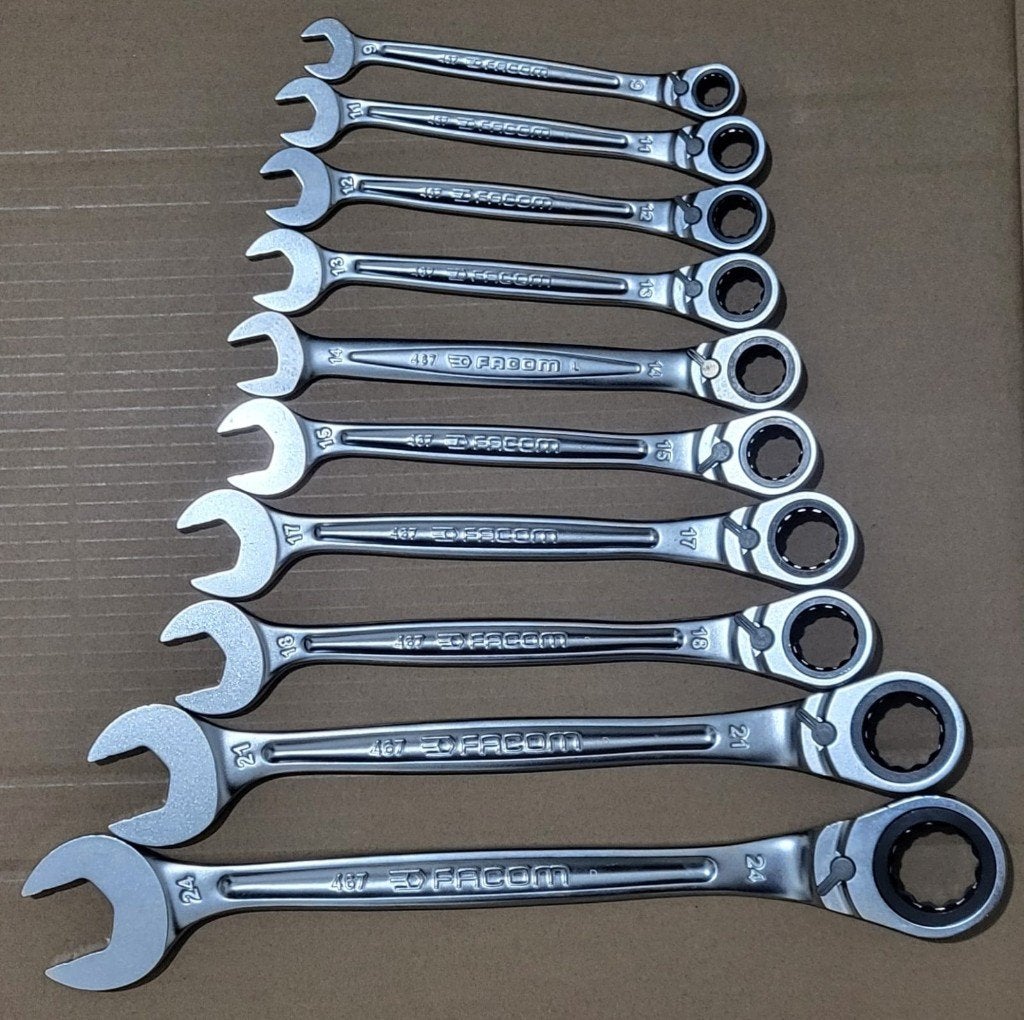 Lot de 10 clés mixtes à cliquet FACOM 467 NEUF - 9 à 24 mm, Bricolage & Construction, Enlèvement, Neuf, Facom