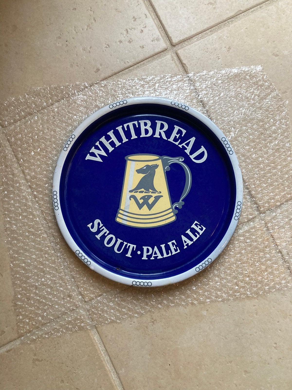 Oude emaille plateau stout whitbread, Verzamelen, Ophalen of Verzenden
