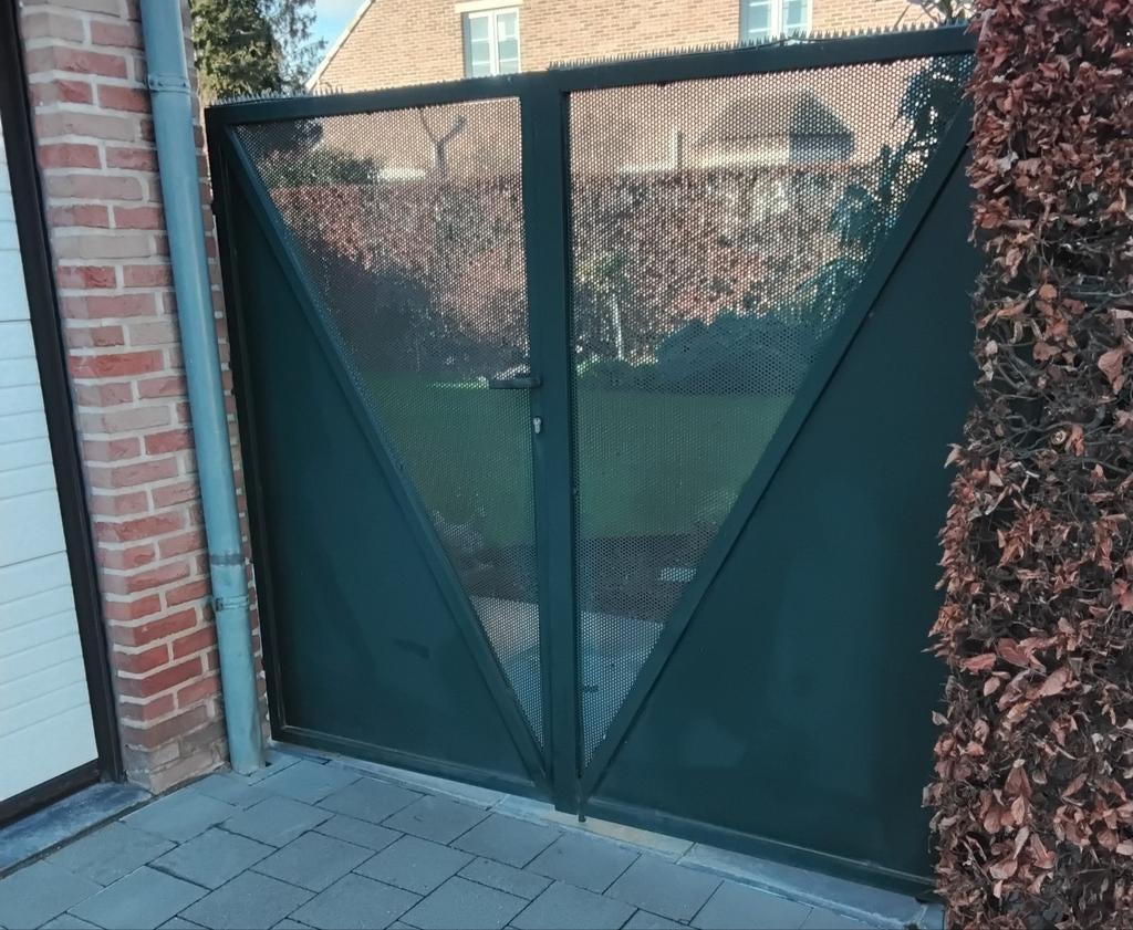 Dubbele ijzeren tuinpoort in 2 delen, Tuin en Terras, Ophalen
