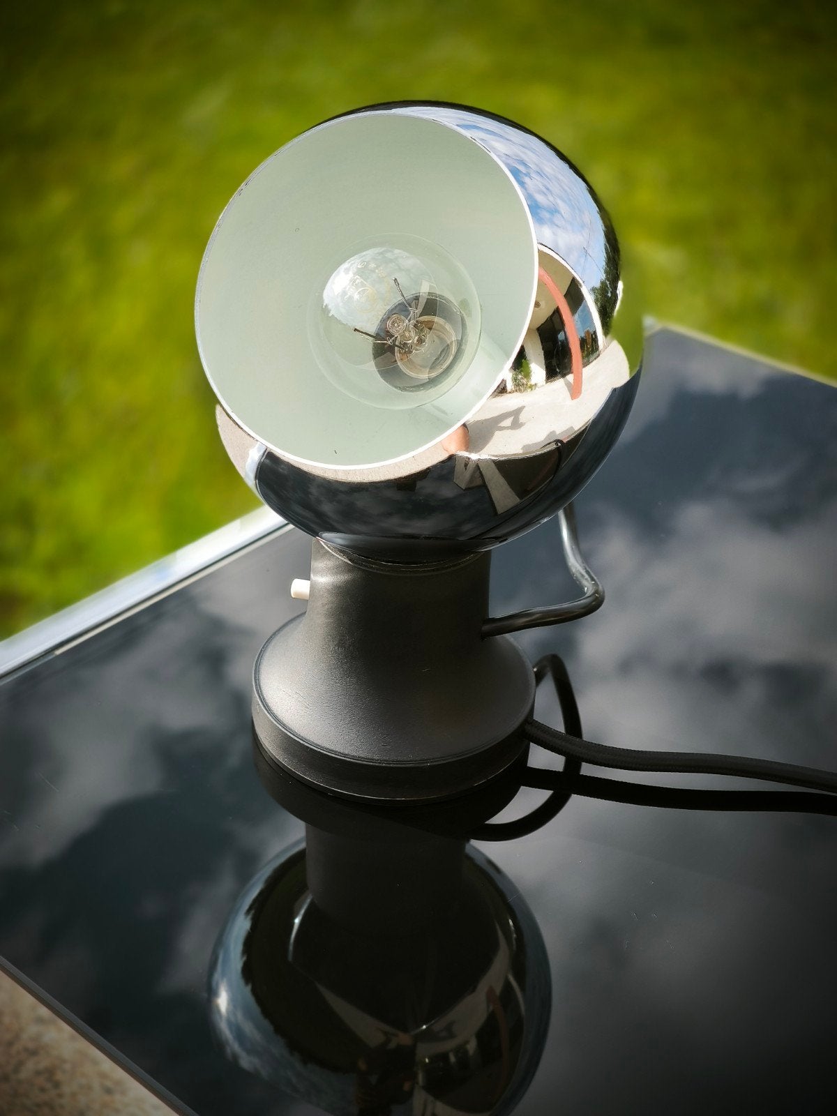 Space Age chromen verstelbare bedlamp, jaren 70, Ophalen of Verzenden, Zo goed als nieuw, Overige materialen, Minder dan 50 cm