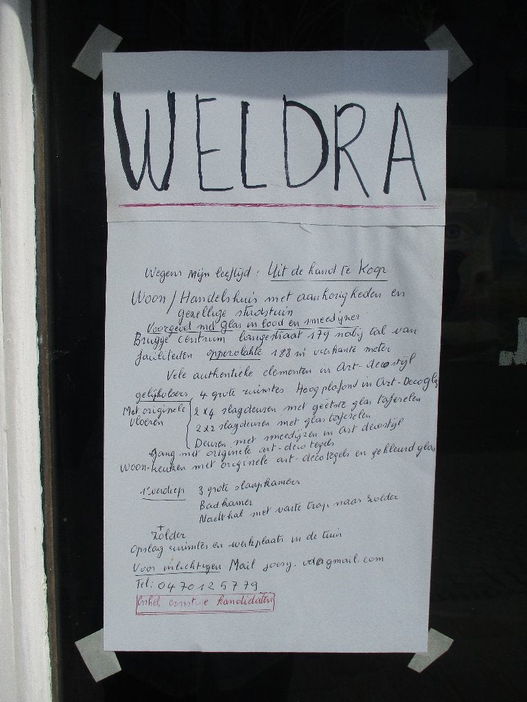 Wegens mijn leeftijd uit de handTE  KOOP  HANDELS/WoonHUIS, Immo, Maisons à vendre, Bruges, Jusqu'à 200 m², Habitation avec espace professionnel