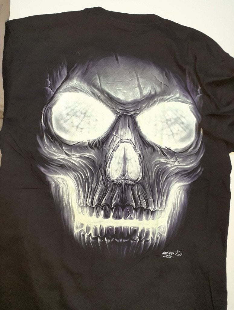 Bandshirt zwart schedel Rock Chang L glow in the dark, Ophalen of Verzenden, Nieuw, Maat 52/54 (L), Zwart