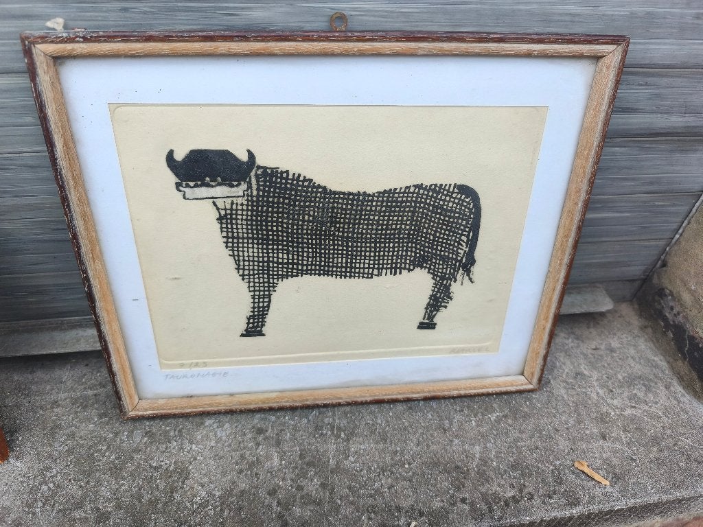 Eaux forte tauromagie signe, Ophalen of Verzenden