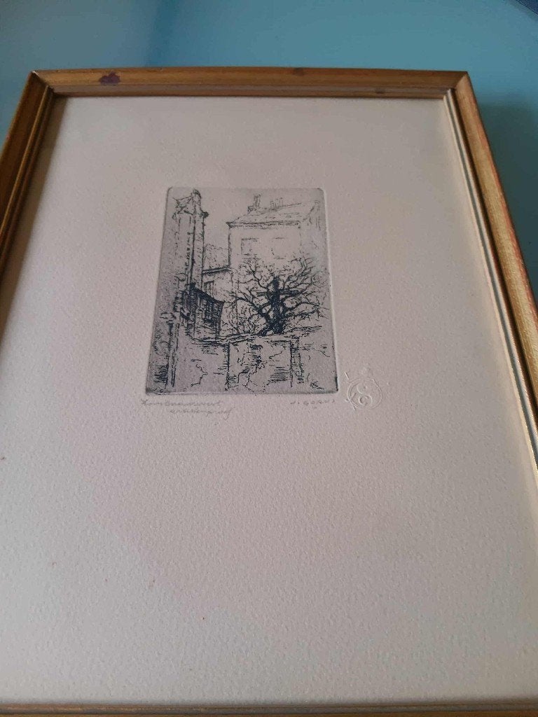 gesigneerde ets Jacques Gorus, Enlèvement ou Envoi, Eau-forte, Signé