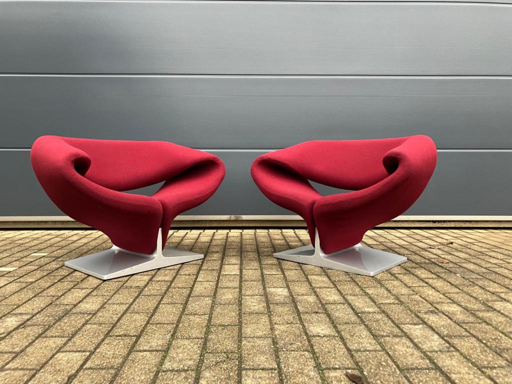 2x Artifort Ribbon de Pierre Paulin Burgundy C Neuf ! !, Enlèvement ou Envoi, Bois, Vitra knoll sede cassina togo b&b italia mah jong edra leolux