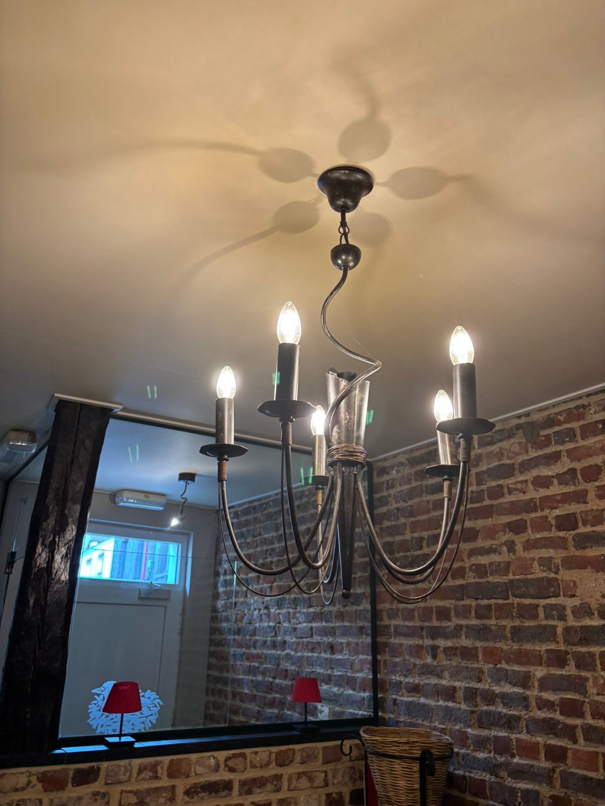 Antieke luster, Huis en Inrichting, Lampen | Kroonluchters, Ophalen, Gebruikt, Metaal