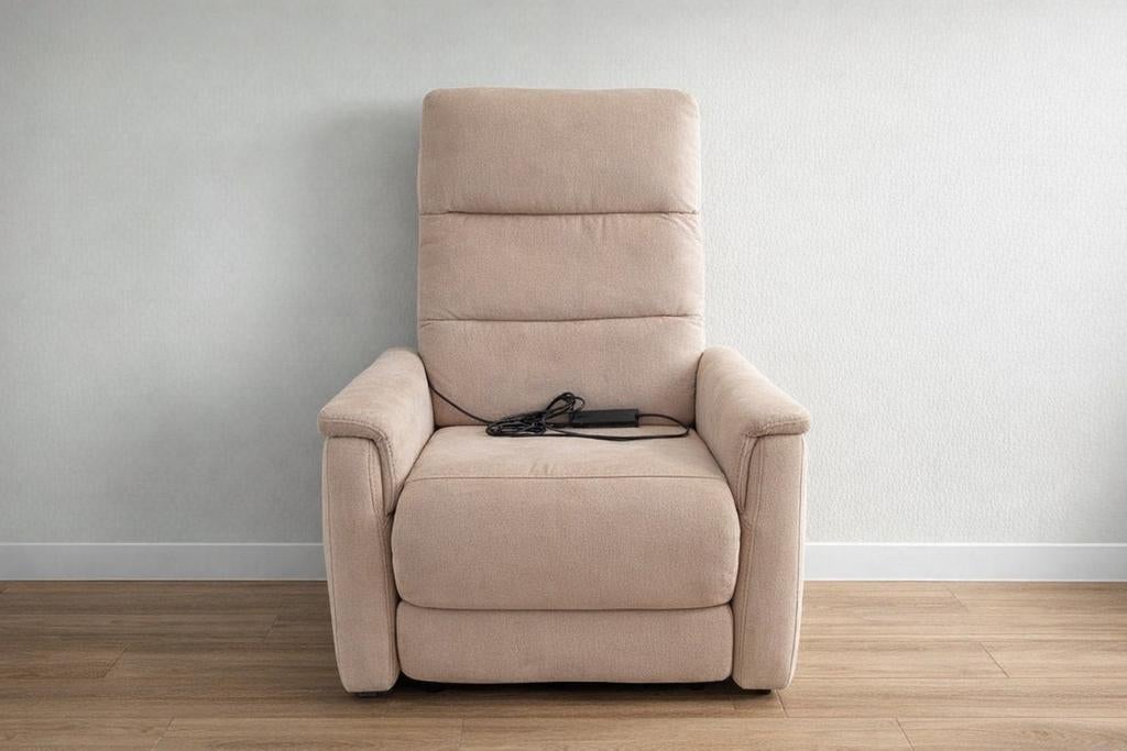 Relaxzetel electrisch, mod.Frankfurt,stof deluxe kleur natur, Ophalen, Zo goed als nieuw, Eenpersoons, Stof