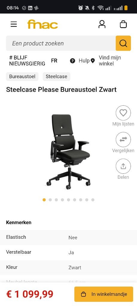 Steelcase ergonomische Bureaustoel, Enlèvement, Utilisé, Chaise de bureau