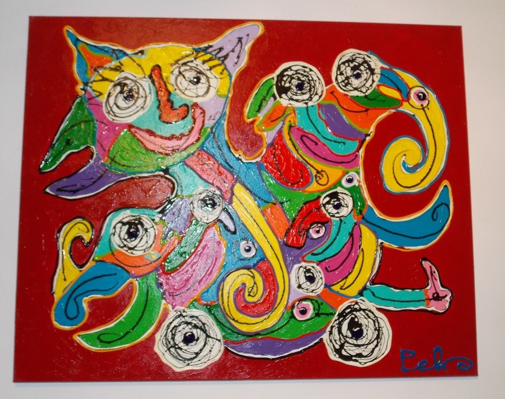 Modern abstract schilderij van Peko, Antiquités & Art, Art | Peinture | Moderne, Enlèvement ou Envoi, Signé, Peinture acrylique
