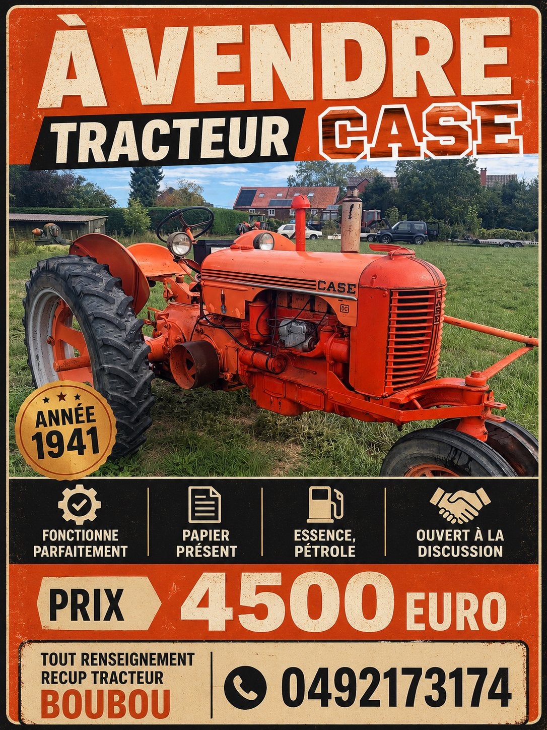 Tracteur case, Enlèvement