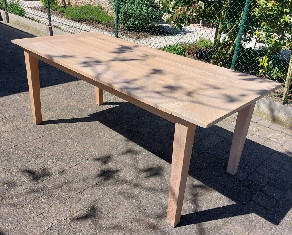 Massief eiken eettafel, Huis en Inrichting, Ophalen, Eikenhout, 50 tot 100 cm, Zo goed als nieuw