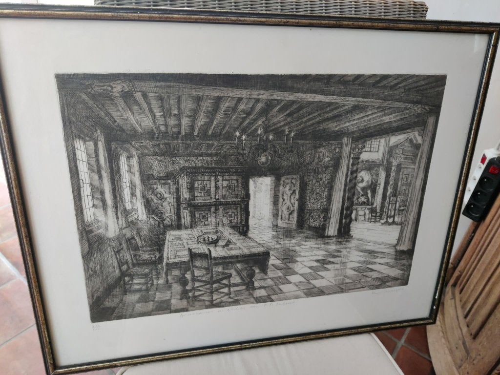Ets spreekkamer en atelier van PP Rubens, Malfliet Romain, Ophalen of Verzenden, Ets, Origineel