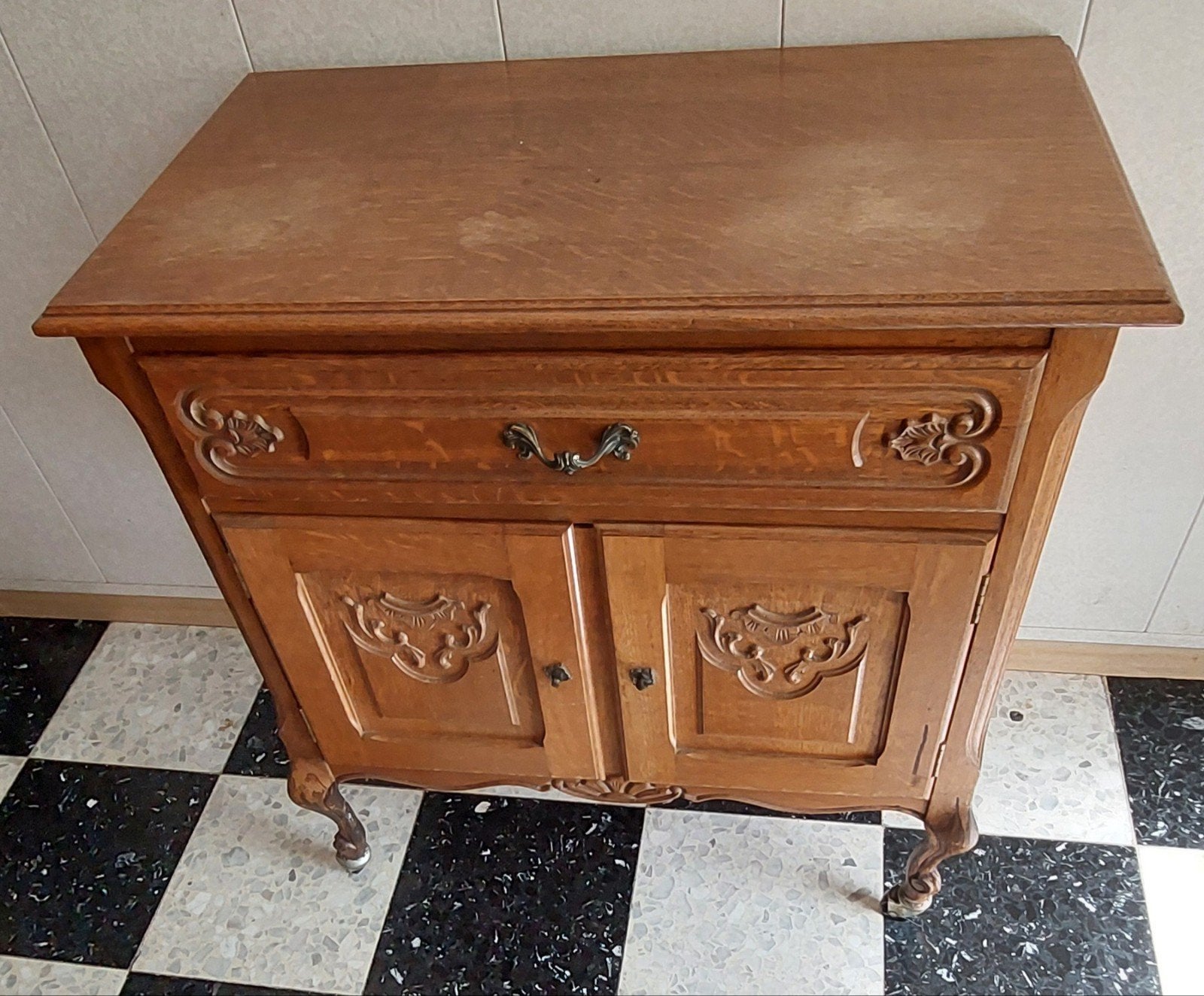 Antieken eiken dressoir met lade en deuren, Antiek en Kunst, Ophalen