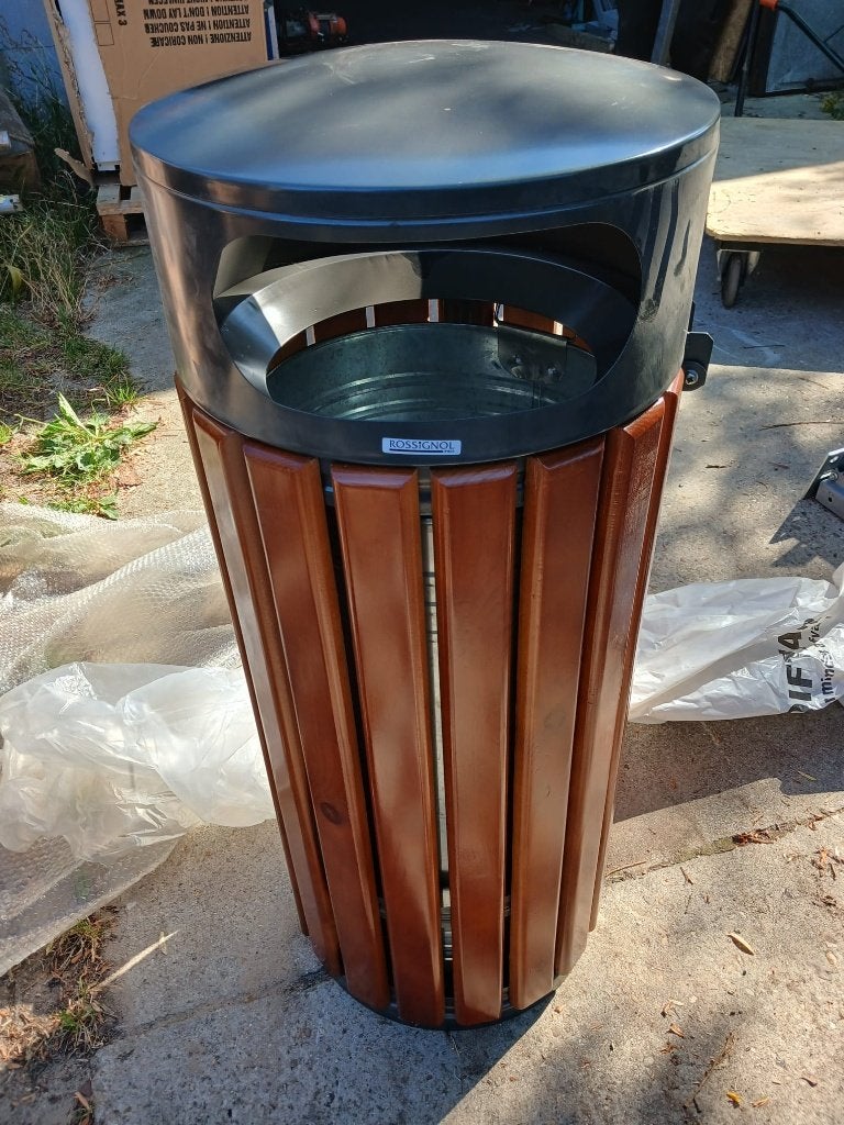 Rossignol Pro buiten afvalbak houtlook, Huis en Inrichting, Woonaccessoires | Prullenbakken, Ophalen, Nieuw, 40 liter of meer