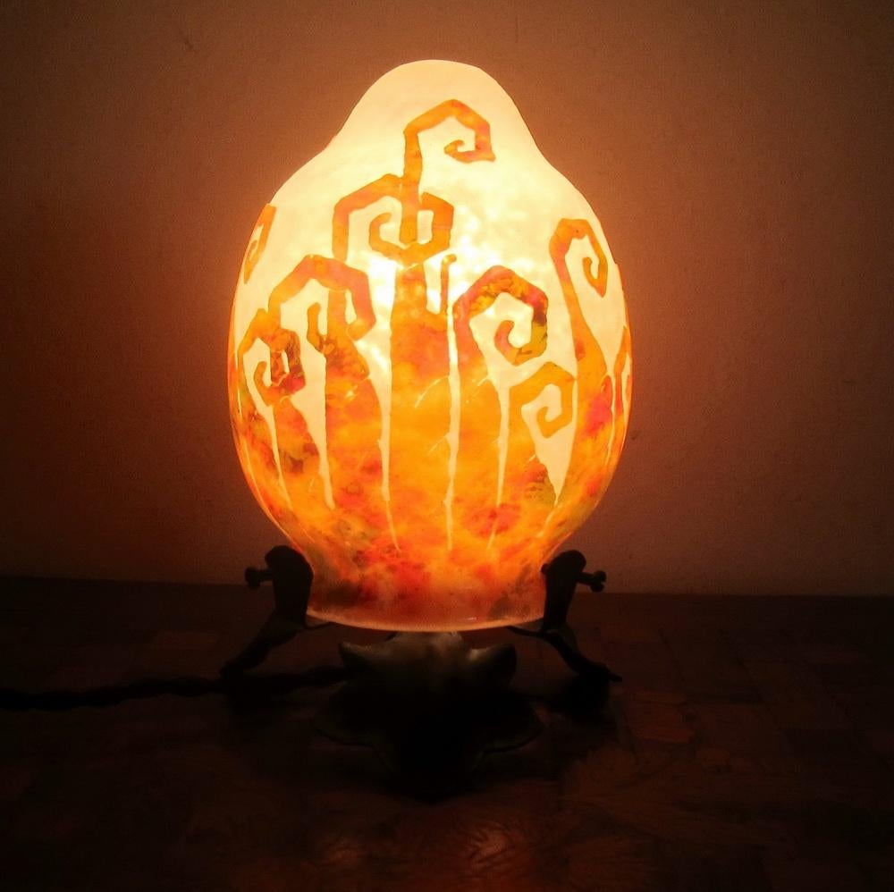 SCHNEIDER - Le Verre Français veilleuse nachtlamp ca 1920, Antiek en Kunst, Verzenden