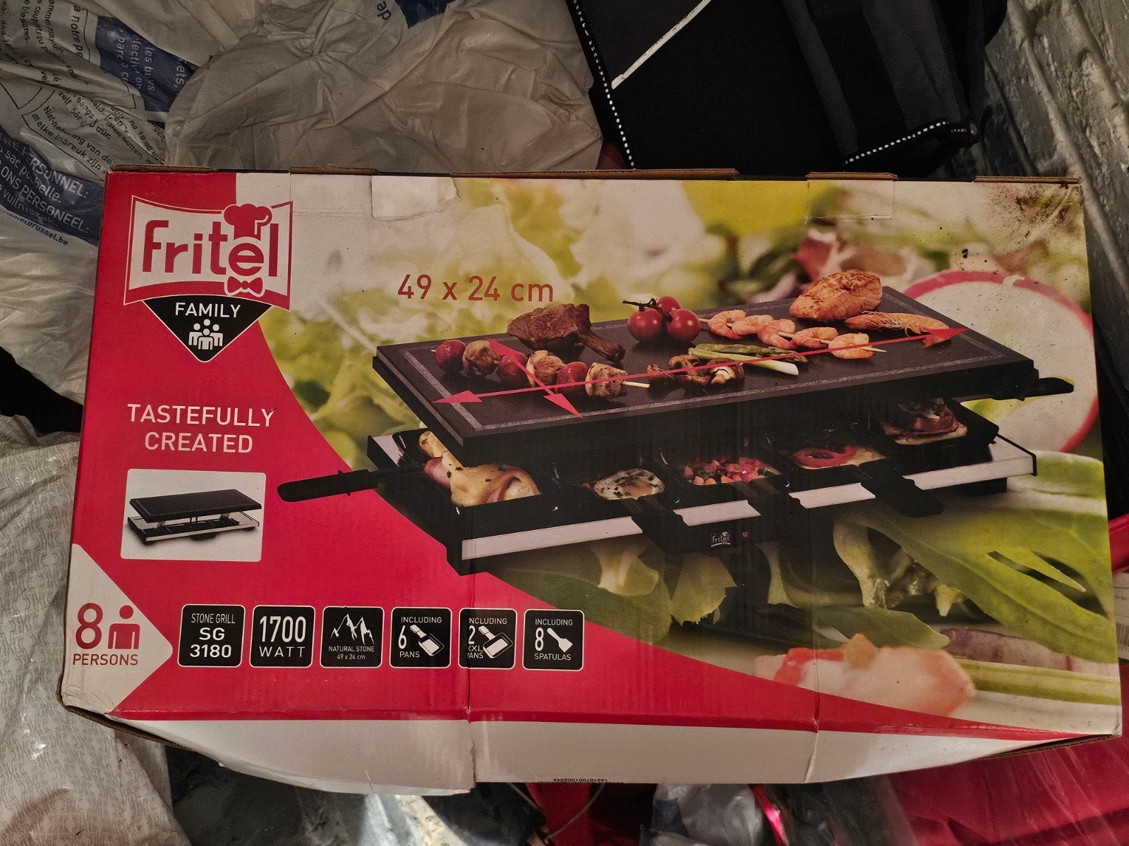 Fritel SG 3180 Stone Grill Raclette 8 personnes - Neuf, Elektronische apparatuur, Gourmetstellen, Ophalen