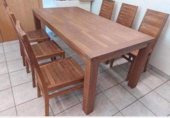 Table de salle à manger en bois + 6 chaises, Enlèvement