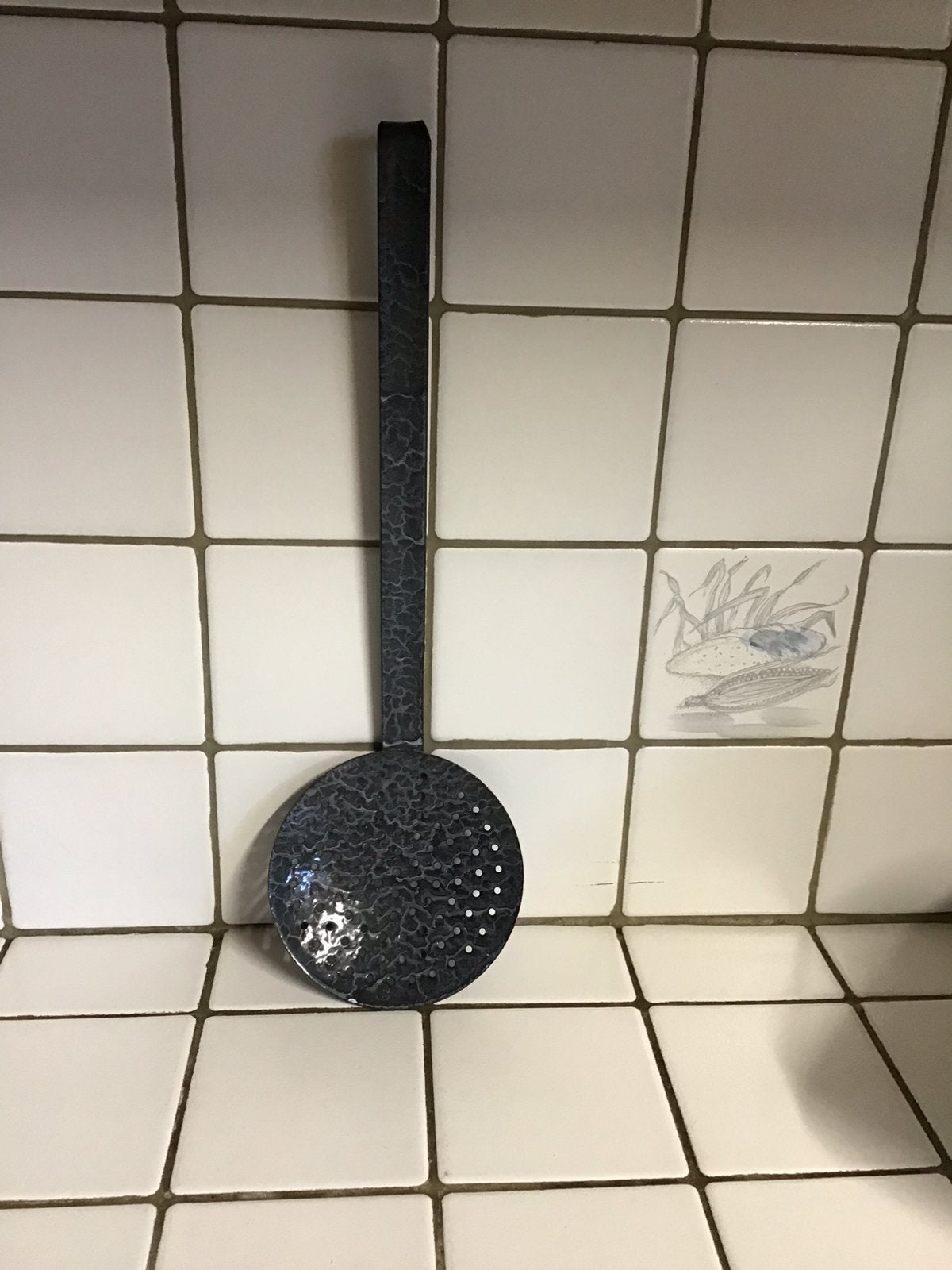 Vintage schuimspaan in emaille, Antiek en Kunst, Ophalen of Verzenden