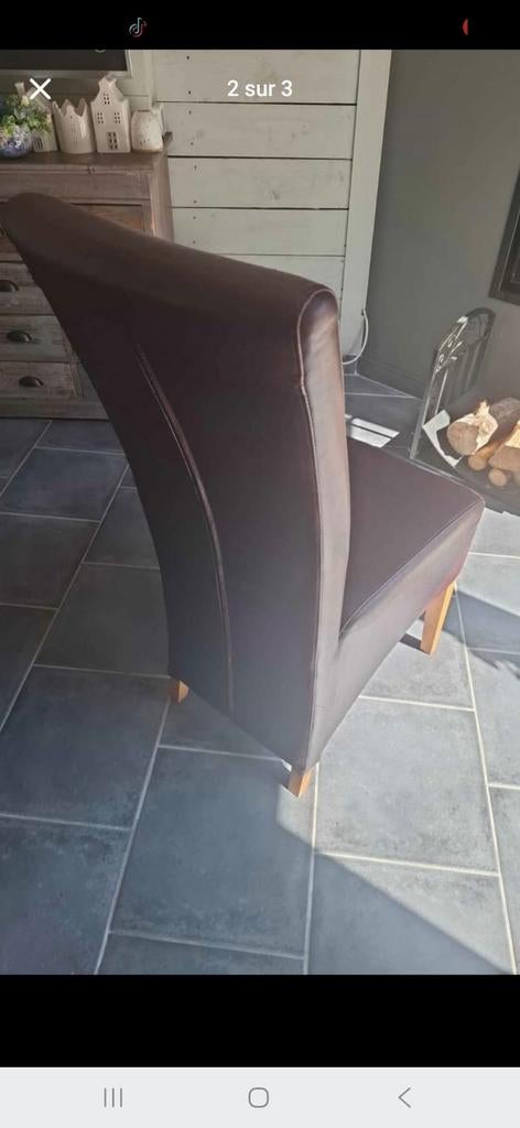 6 chaises de salle a manger., Cuir