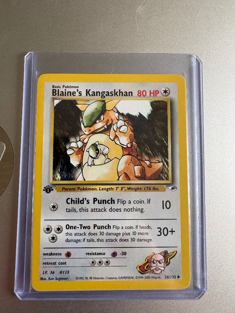 1st edition blaine’s kangaskhan, Ophalen of Verzenden, Zo goed als nieuw, Losse kaart