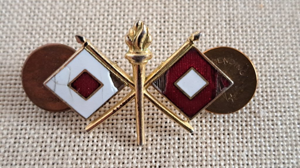INSIGNE SIGNAL CORPS Officier - USWW2 ORIGINAL, Collections, Objets militaires | Seconde Guerre mondiale, Enlèvement ou Envoi