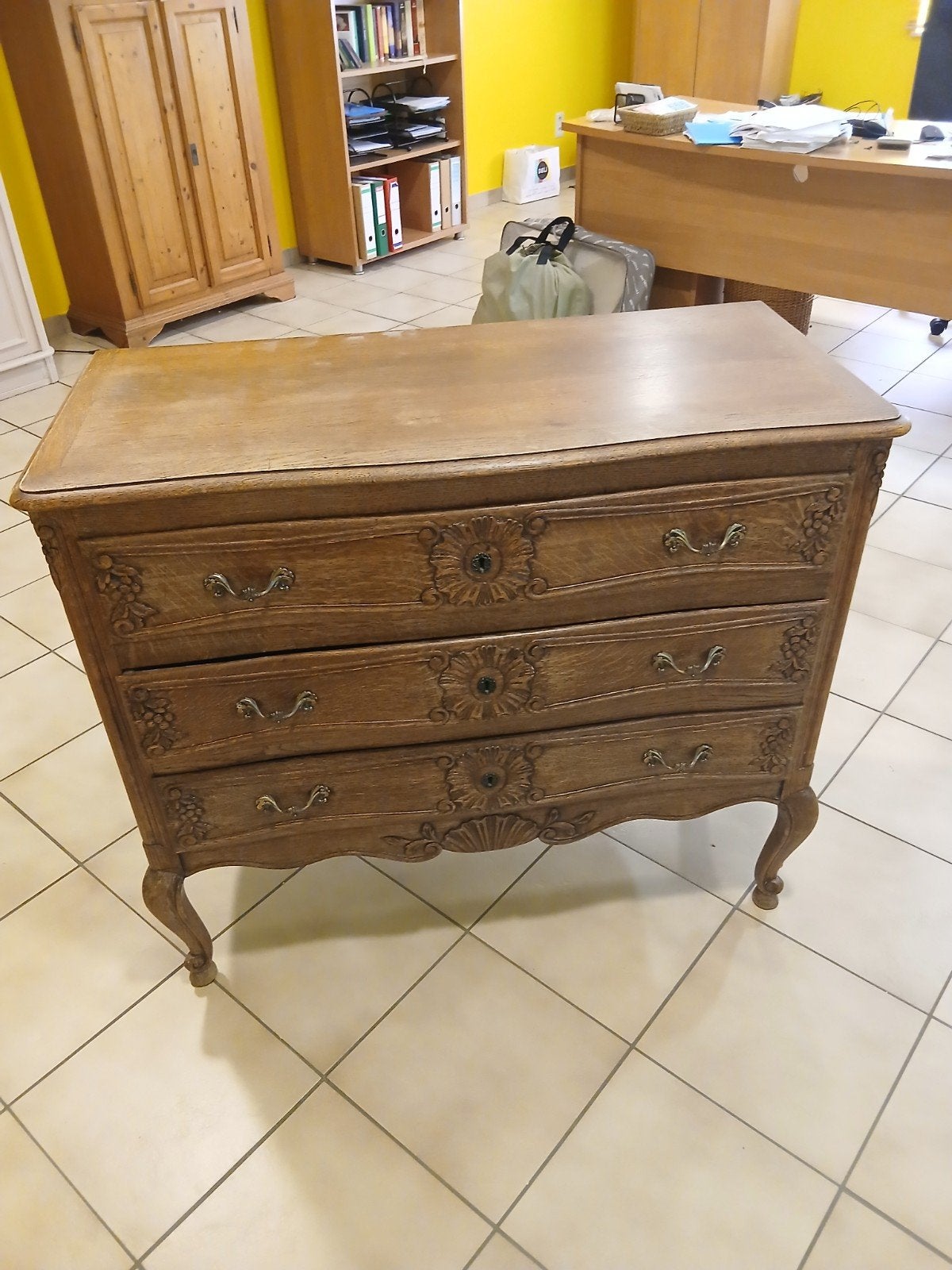 Antieken houten ladekast, Huis en Inrichting, Kasten | Ladekasten, Ophalen, Gebruikt, 50 tot 100 cm, 3 of 4 laden