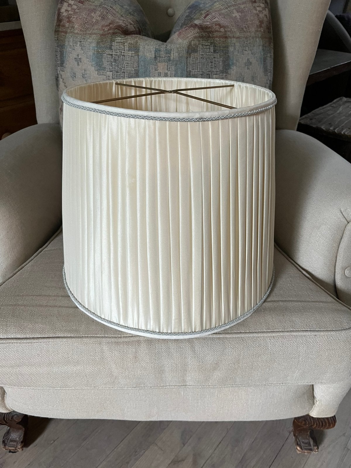 MOOIE VINTAGE LAMPENKAP PLISSÉ CRÈME LAMP, Ophalen of Verzenden, Zo goed als nieuw, Crème