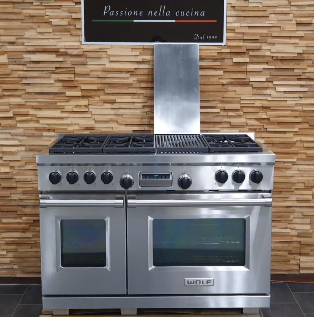 Luxe Wolf Fornuis 120cm rvs 2 elektrische ovens Teppanyaki, Electroménager, Cuisinières, Gaz, Classe énergétique A ou plus économe