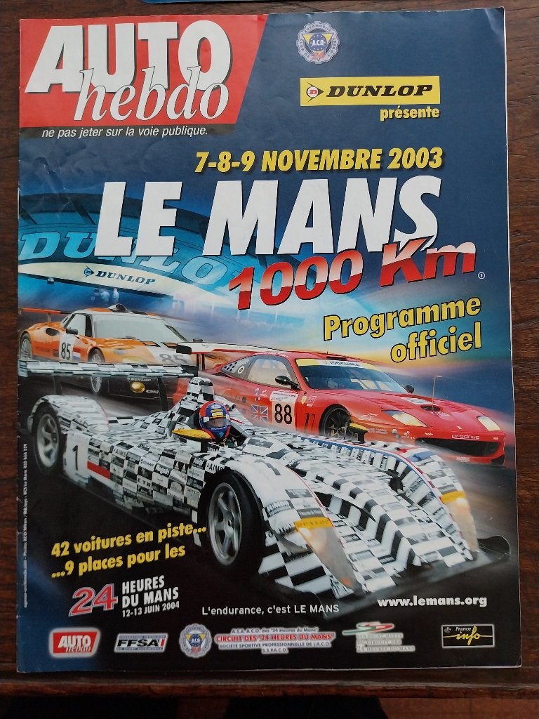 Auto Hebdo - Programma 1000km 2003, Ophalen of Verzenden, Gelezen