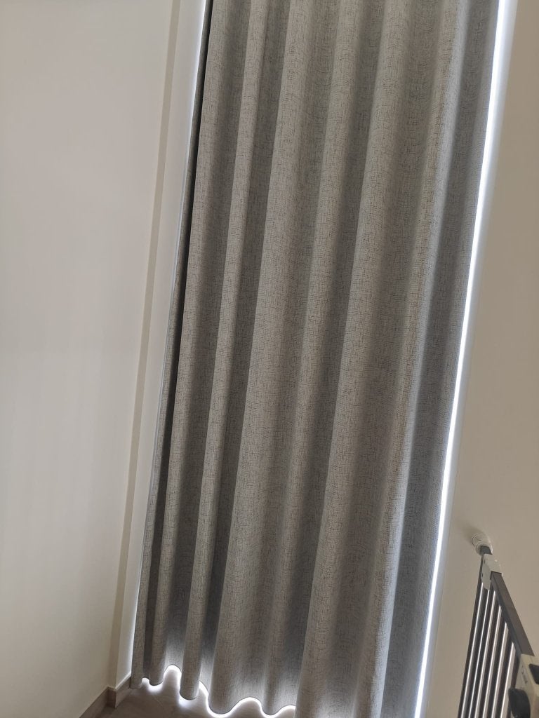 Gordijn grijs + gevoerd met wave => 95cm op 280cm lang 2x, Ophalen, Grijs, Gordijn, Verduisterend