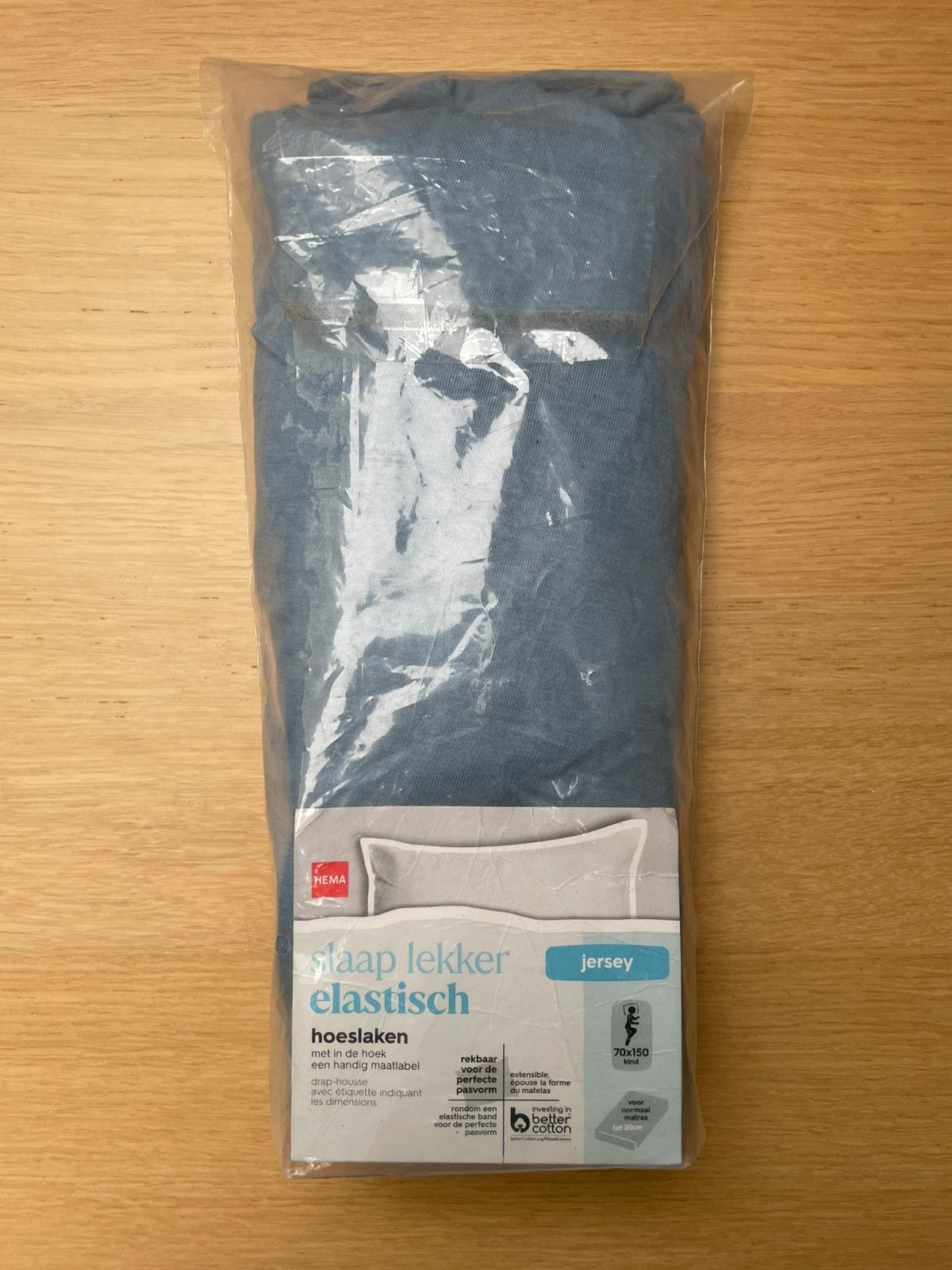 Hoeslaken jersey 70x150cm, Eenpersoons, Blauw, Hoeslaken of Sloop, Katoen