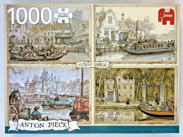 Jumbo Anton Pieck Puzzel 1000 Stukjes Boten in de gracht, Verzenden, 500 t/m 1500 stukjes, Zo goed als nieuw, Legpuzzel