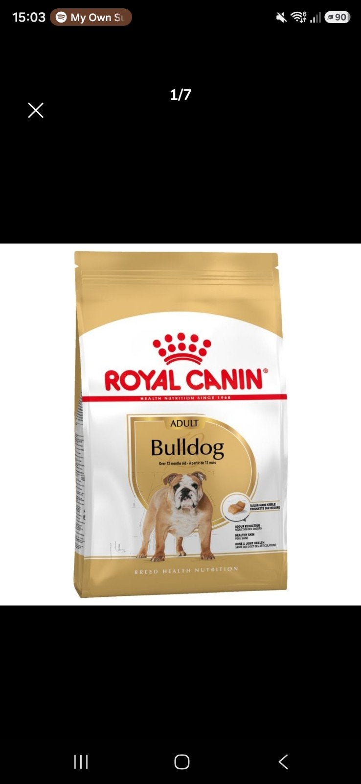 4 zakken 12kg te koop voor Engelse Bulldog, Dieren en Toebehoren, Ophalen
