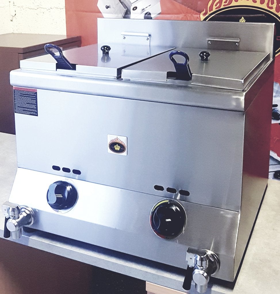 Friteuse Pro chromé Gaz 2x12L Neuve Garantie, Enlèvement, Neuf, dans son emballage, Cuisinière, Friteuse et Grils