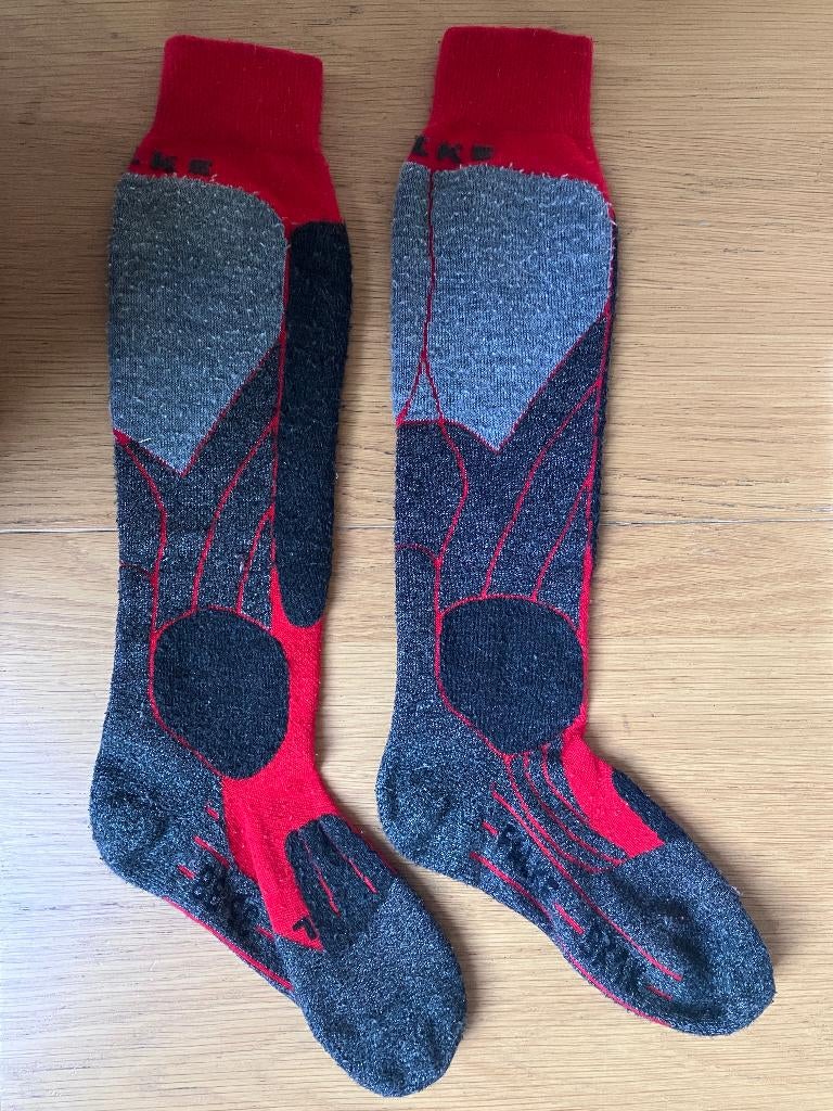 Falke SK1 women's ski socks - grey & red - size EU 35-38, Ophalen of Verzenden, Zo goed als nieuw, Ski