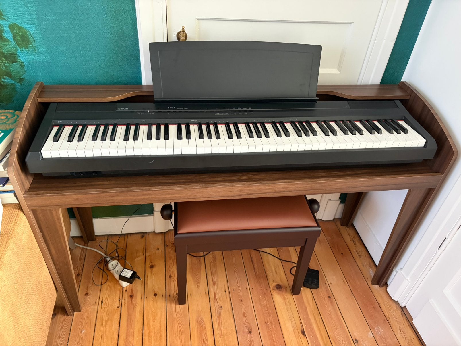 Gloednieuw!!! Pianotafel en pianokruk, Musique & Instruments, Pianos, Enlèvement, Neuf, Brun