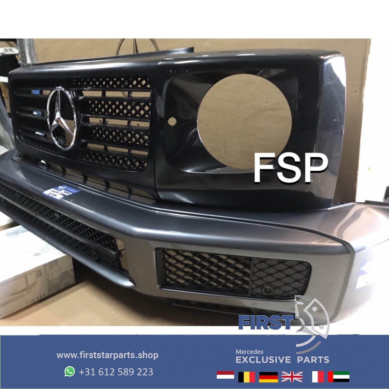 W463 G KLASSE AMG VOORBUMPER + GRIL ORIGINEEL Mercedes 2018-, Gebruikt, -, Voor, Ophalen of Verzenden