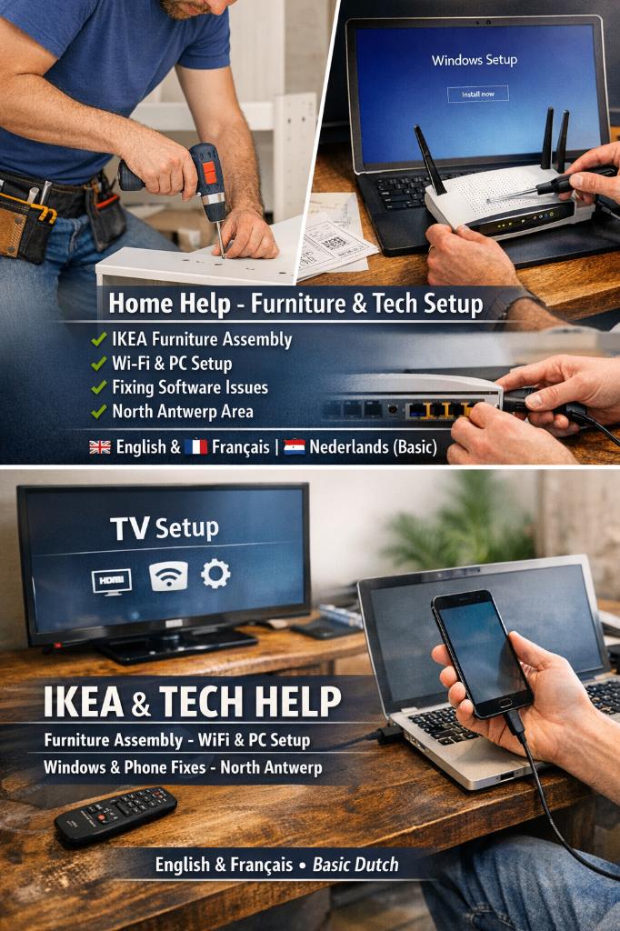 IKEA monten + PC/WiFi-installatie — Noord Antwerpen, Elektronische apparatuur, Wasmachines, Nieuw, Ophalen