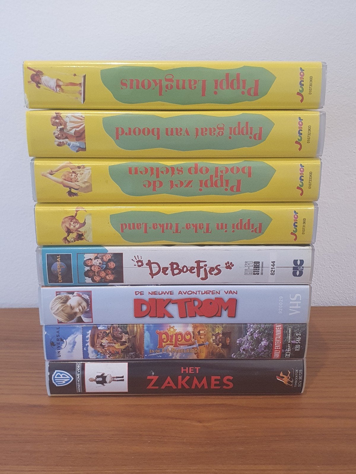 lot 9x kinder videocassettes (Pippi Langkous, Pipo,...), Cd's en Dvd's, Ophalen of Verzenden