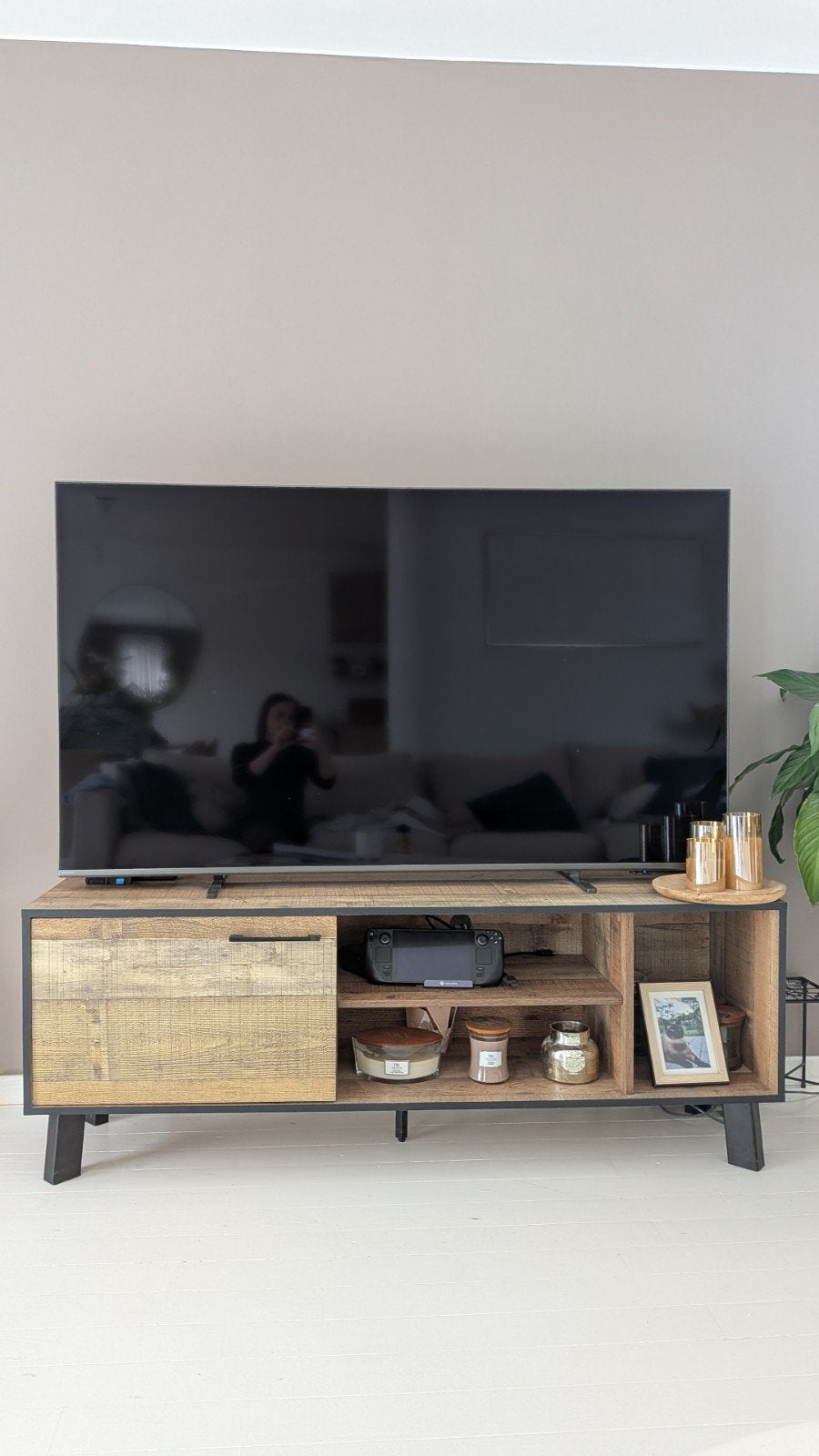 Meuble TV en mélaminé imitation bois – bon état, Maison & Meubles, 25 à 50 cm, Moins de 100 cm, 150 à 200 cm, Enlèvement